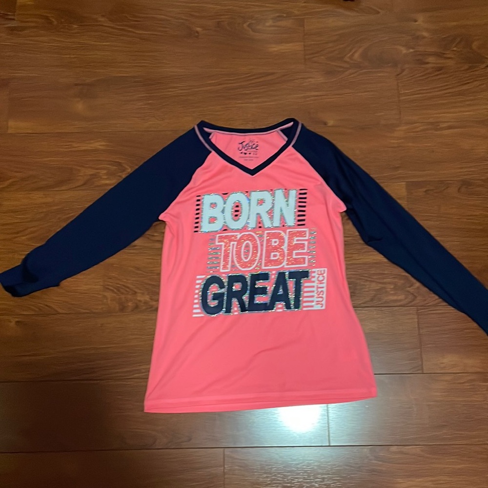 Long sleeved Justice shirt size 12 (kids) Never worn.